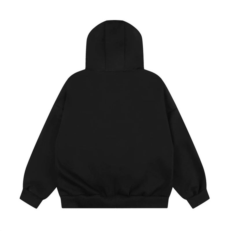 Women's Oversize Hooded Zip Jacket with Studded Star Design and High Collar Amarae