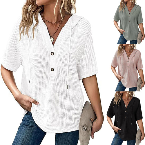 Casual oversized hoodie T-shirt for women with button detail Amarae