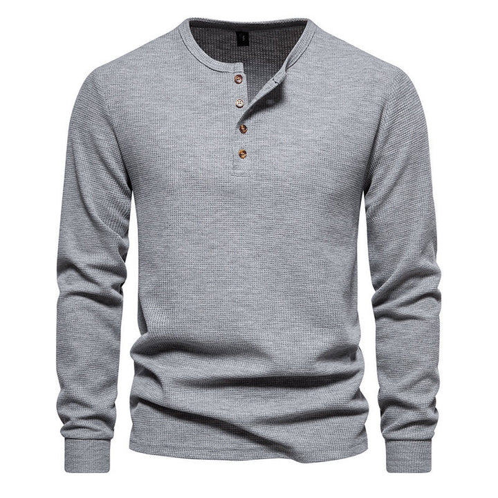 Long sleeve men's T-shirt with button placket and textured design Lune London