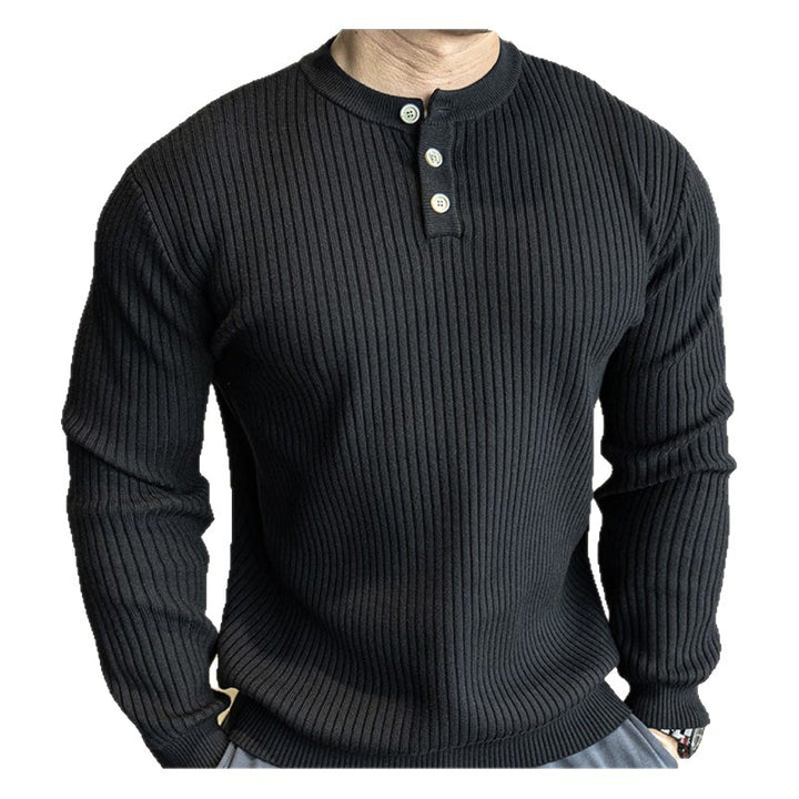 Lune London Long Sleeve Ribbed Knit Sweater for Men