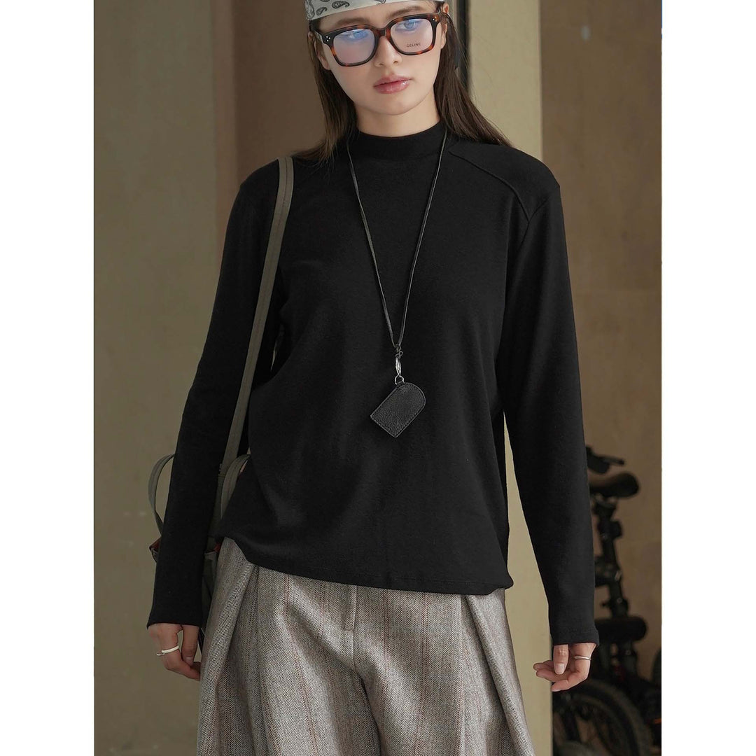 Women Long Sleeve Mockneck Sweatshirt made of Cotton Blend Amarae