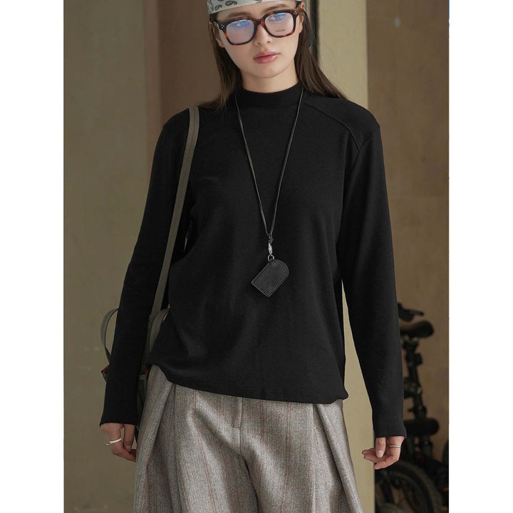 Women Long Sleeve Mockneck Sweatshirt made of Cotton Blend Amarae