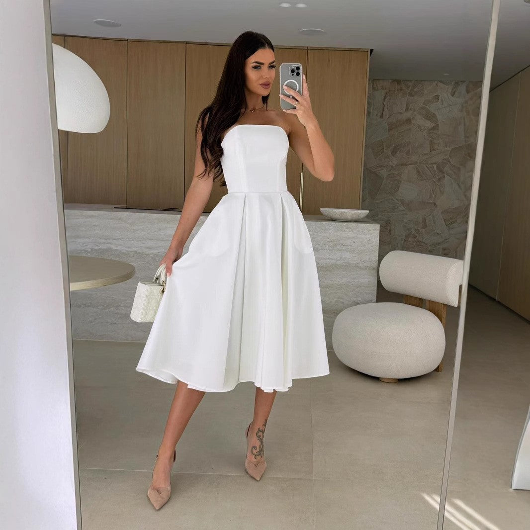 A-line strapless dress for ladies Lune London