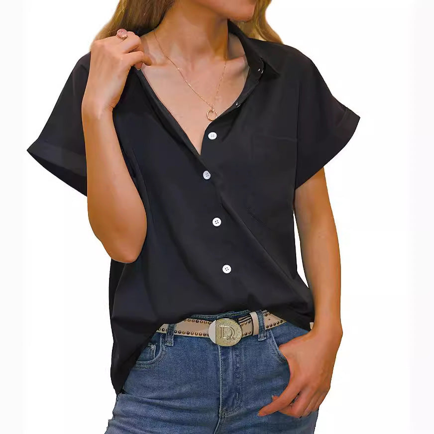 Women short blouse with elegantly cut short sleeves Lune London