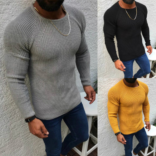 Knitted sweater for men with structured honeycomb pattern and fitted cut Amarae