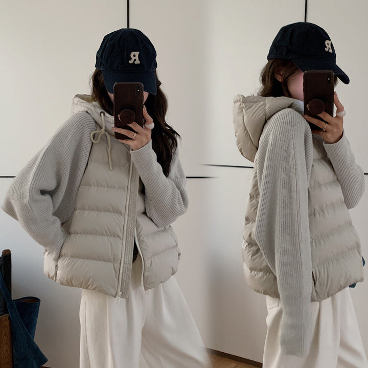 Ladies insulating hybrid jacket with voluminous sleeves and hood Lune London