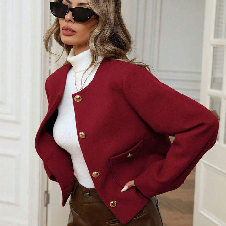 Elegant and warm women's chic and style blazer jacket