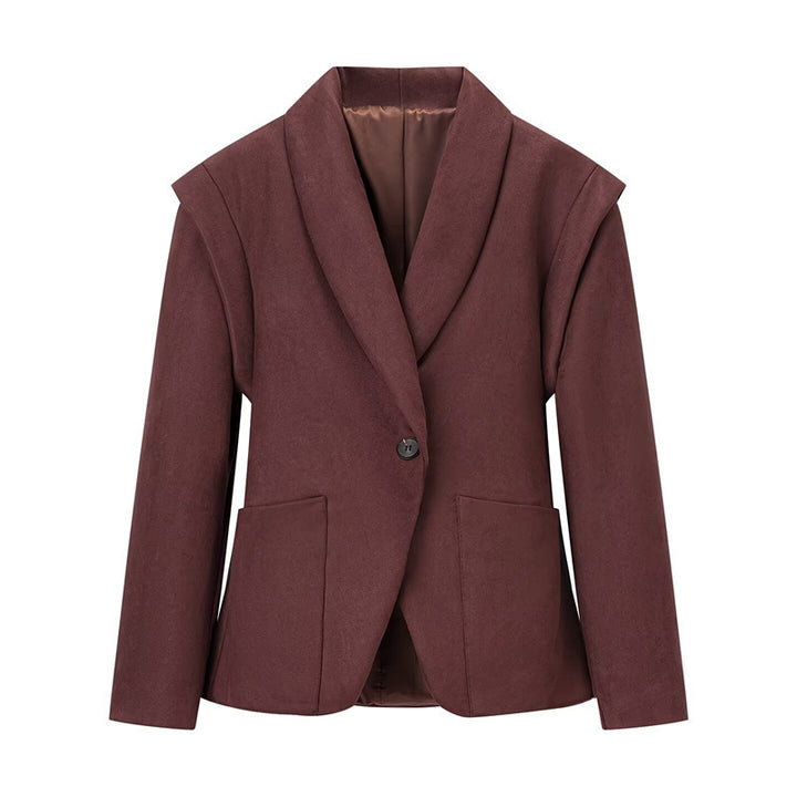 Elegant faux suede blazer jacket for women with tailored fit and double-button closure Lune London