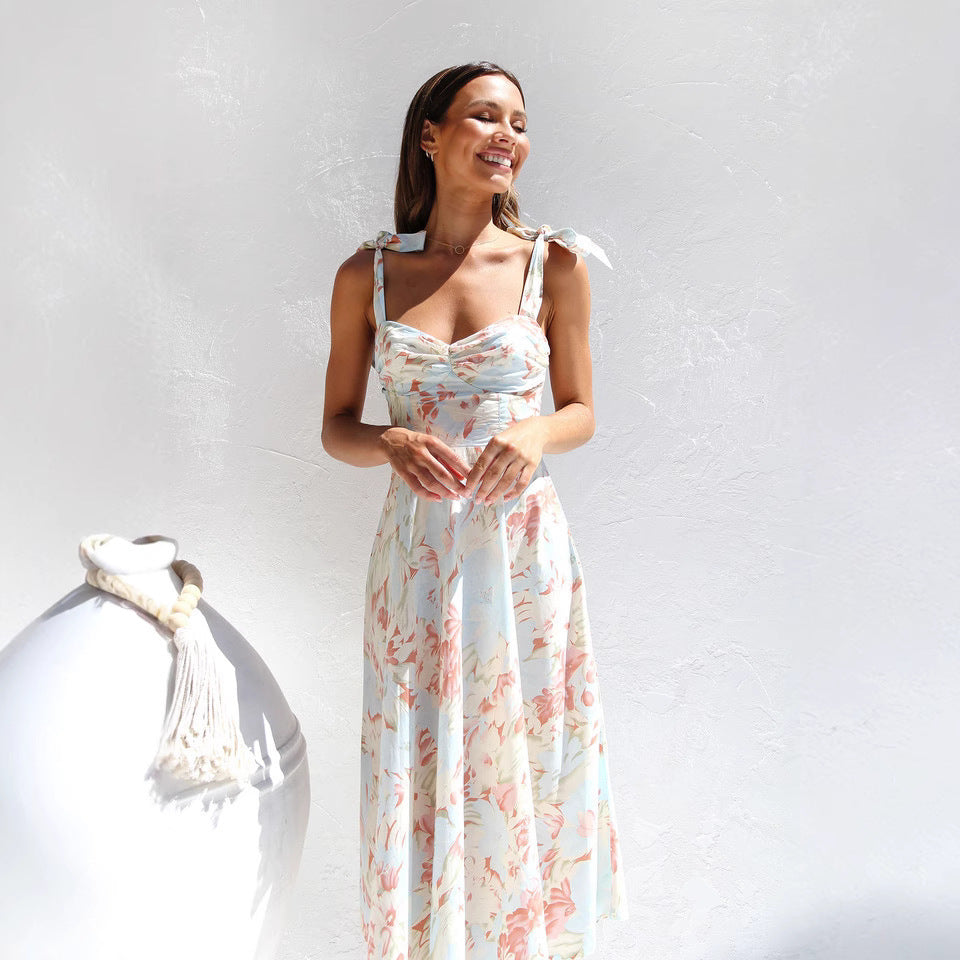 Chic and Stylish Floral Print A-Line Midi Dress for Women