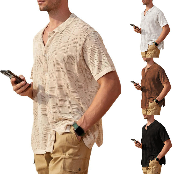 Casual short-sleeve shirt for men with textured pattern Amarae