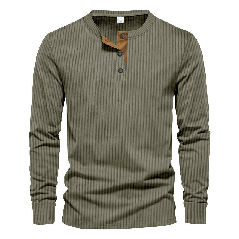 Men's Long Sleeve Henley Shirt with Textured Design Amarae