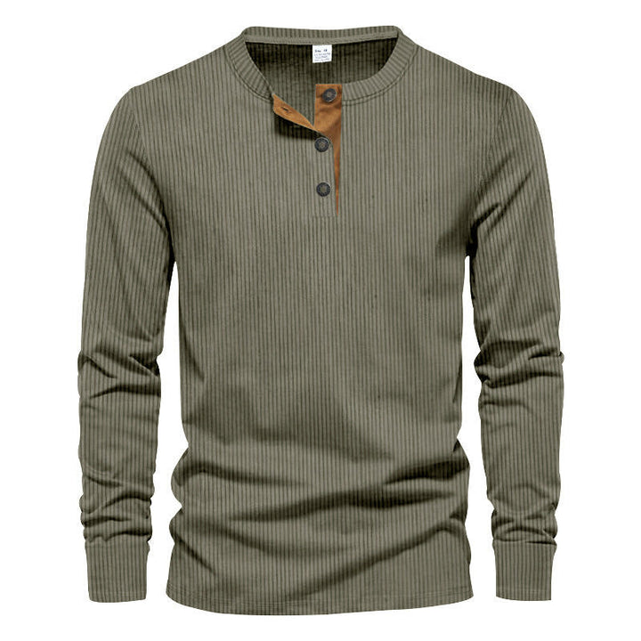 Men's Long Sleeve Henley Shirt with Textured Design Amarae