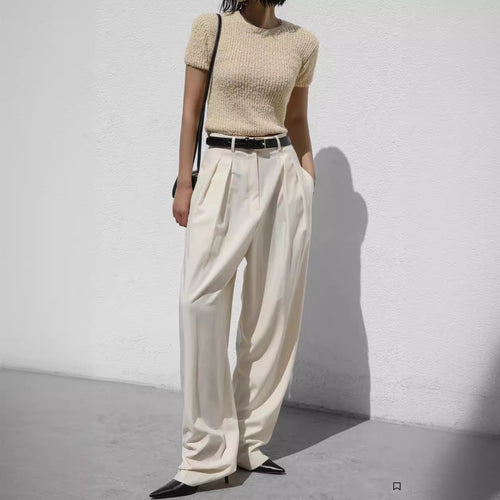 Pantalons de costume élégants pour femmes, à coupe large et taille haute Chic & Stil