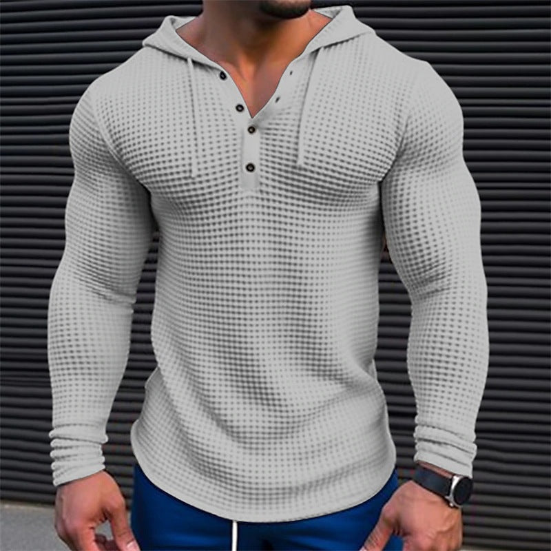 Men's Hooded Sweatshirt with Structured Design and Chic Collar