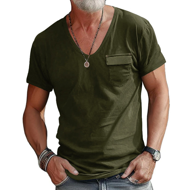 V-neck T-shirt for men with practical chest pocket Lune London