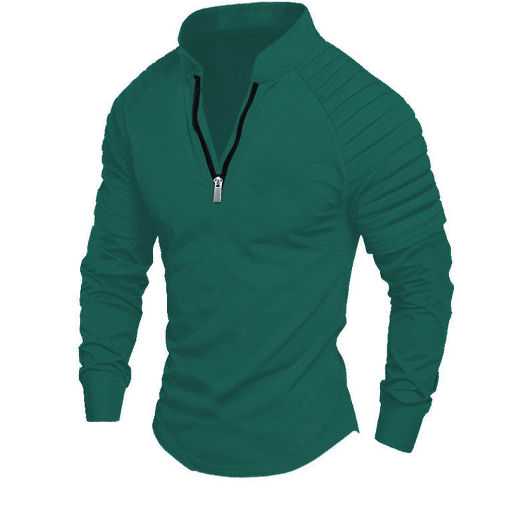Men's training T-shirt with high collar and discreet zipper Lune London
