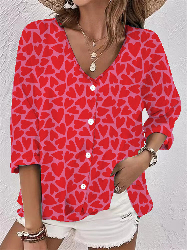 Women's blouse with floral design and button front Lune London