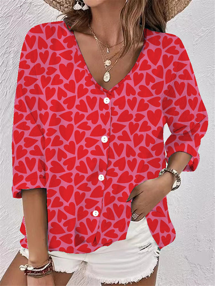 Women's blouse with floral design and button front Lune London