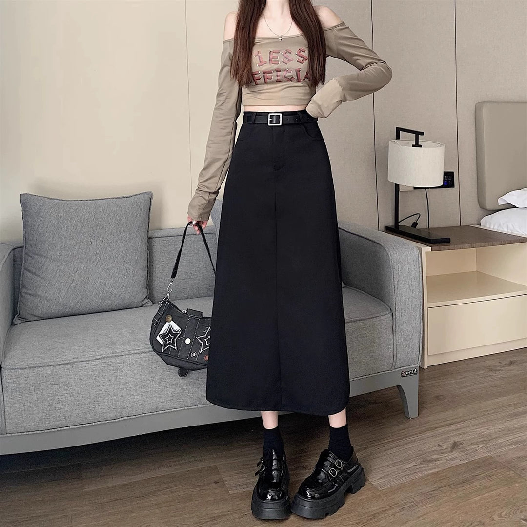 Jupe maxi élégante pour femmes avec taille haute et poches latérales Chic & Stil