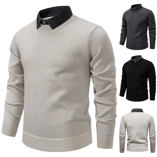 Men's Fine Knit Pullover with Modern Collar Design Amarae