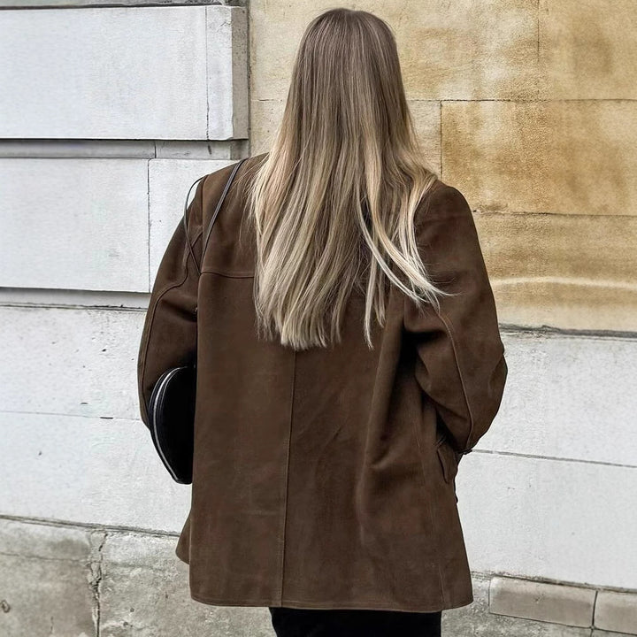 Ladies Oversized Modern Chic Suede Jacket and Style