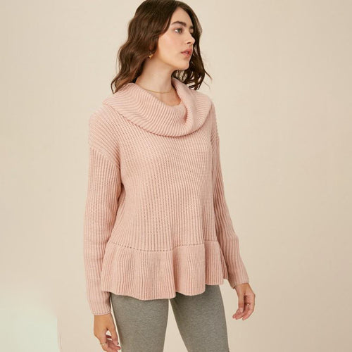 Ladies Comfortable Knit Sweater with Wide Neck and Voluminous Hem Chic und Style