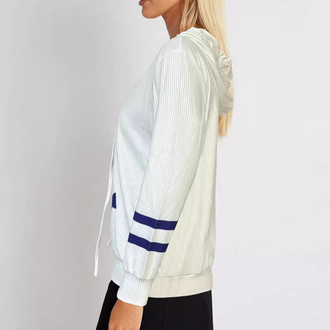 Ladies' hooded sweater with maritime pattern and structured fabric Lune London