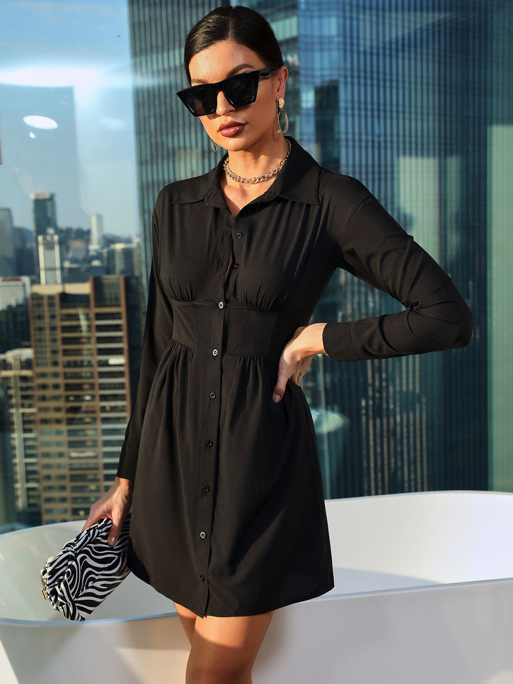 Shirt dress for women with stylish belt at the waist and practical button details Lune London
