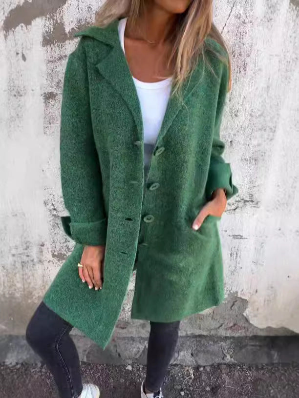 Lune London women's fluffy wool coat with large buttons