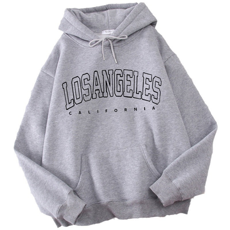 Women's hoodie with modern Los Angeles print and loose fit Lune London
