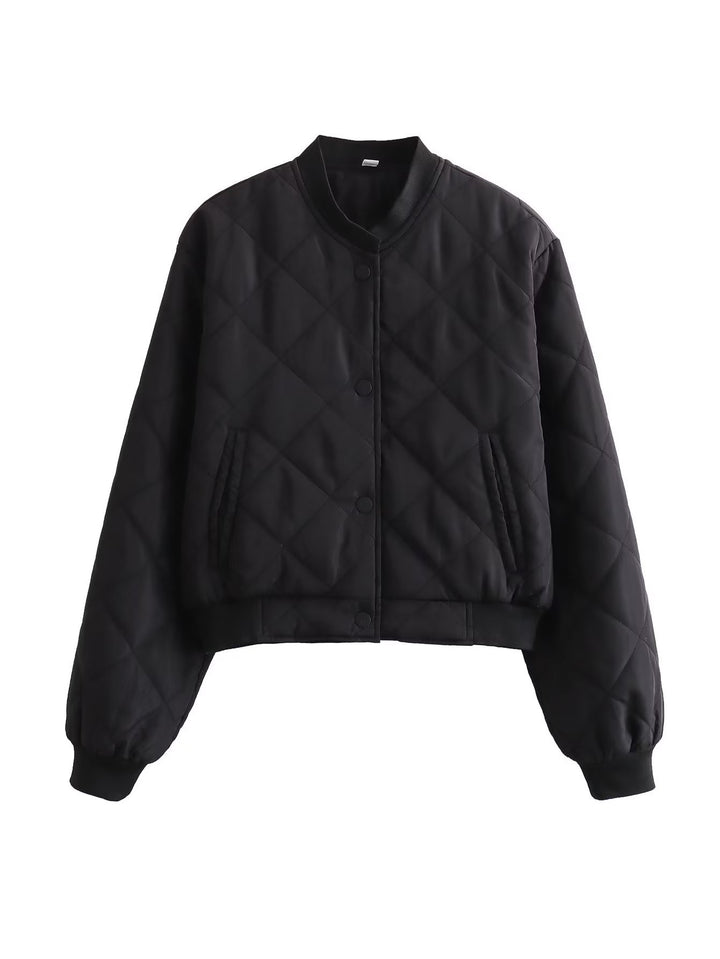 Ladies quilted transition jacket with modern cut and practical pockets Lune London