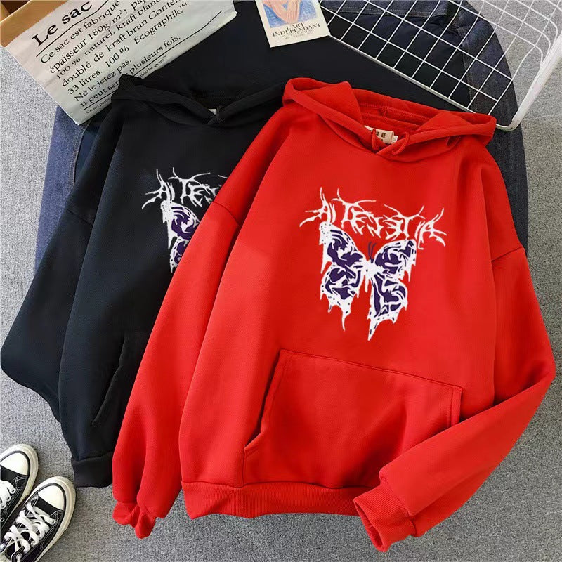 Women’s Hoodie with Artistic Butterfly Design Chic & Stil