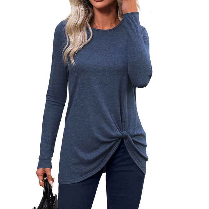 Chemise à manches longues pour femmes avec coupe décorée de nœud et élégante encolure ronde Chic & Stil