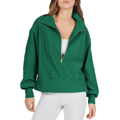 Sporty sweater for women with high collar and zipper Amarae