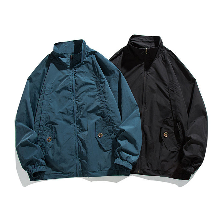 Men's Lightweight Oversized Field Jacket made of technical nylon with stand-up collar, concealed zipper, and flap pockets Amarae