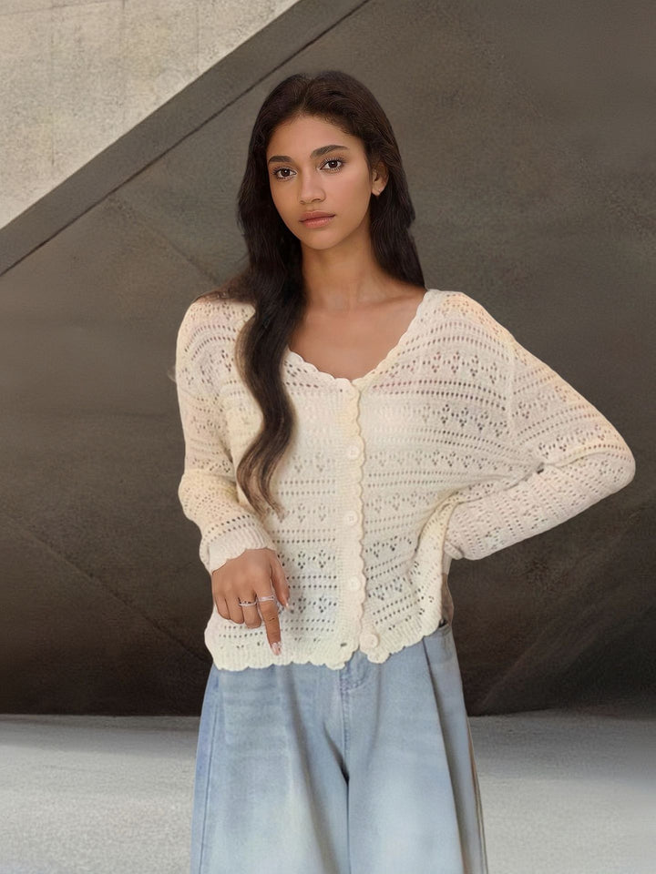 Ladies lightweight knitted vest with a nice openwork pattern Lune London