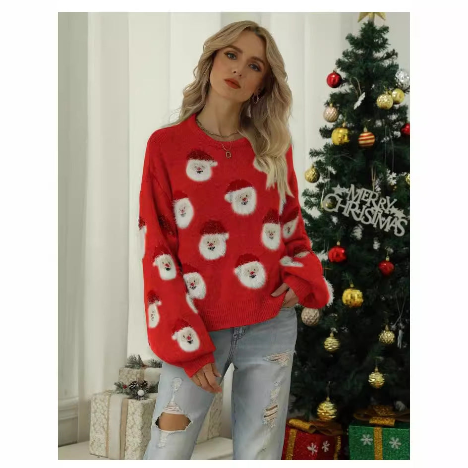 Comfortable sweater for women with Santa Lune London Christmas pattern