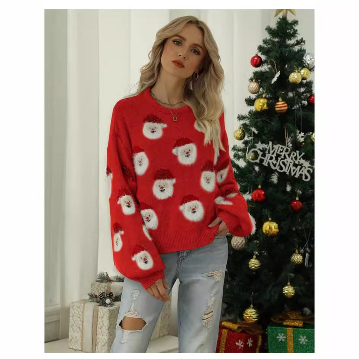 Comfortable sweater for women with Santa Lune London Christmas pattern