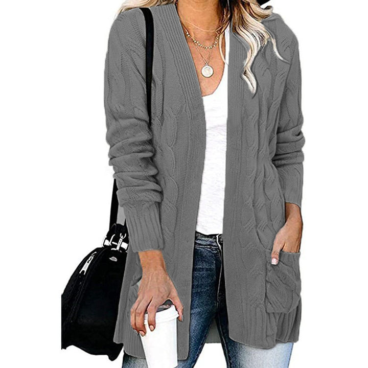 Cardigan femme en élégant motif en cable avec poches ouvertes Chic & Stil