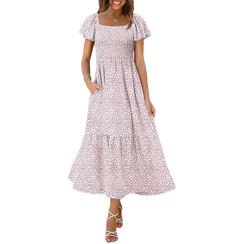 Robe maxi pour femmes avec un décolleté carré élégant et des manches volumineuses Chic & Stil