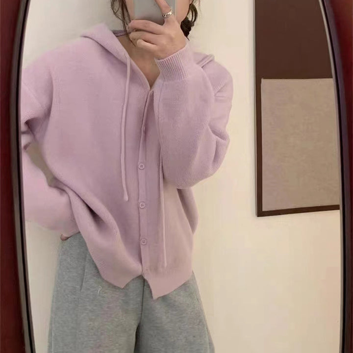 Cardigan pour femmes avec capuche et fermeture à boutons Chic & Stil