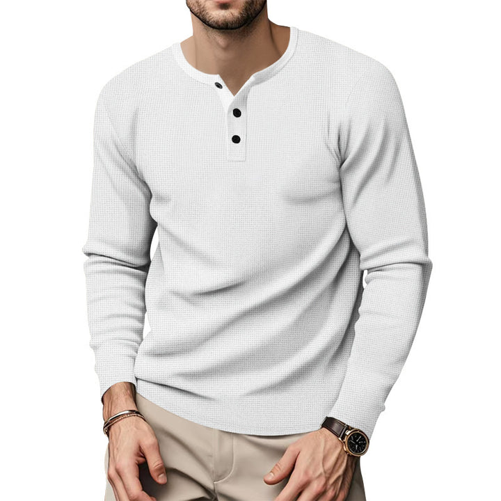 Long sleeve shirt for men with Henley neckline and textured surface Lune London