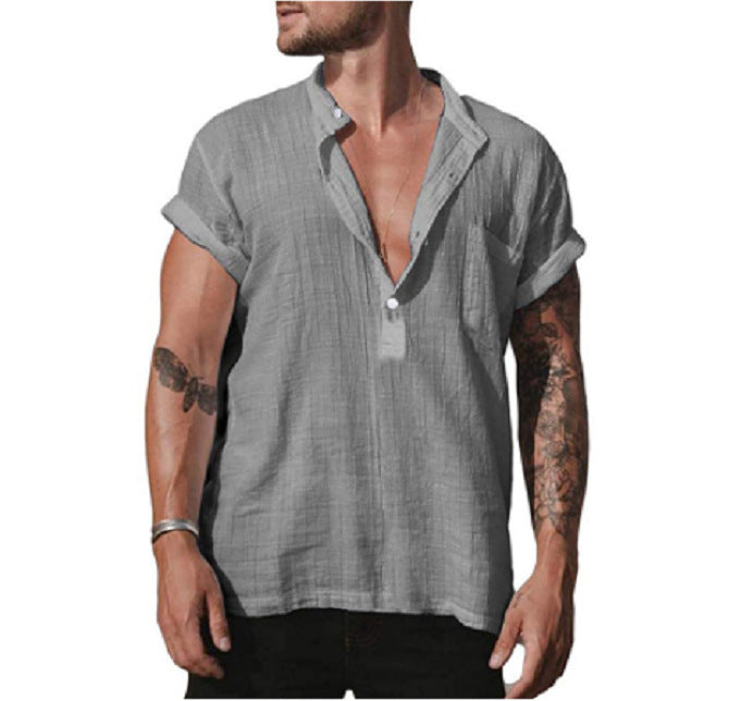 Casual short-sleeve shirt for men with modern collar and buttoning Lune London