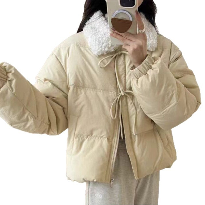 Ladies trendy quilted jacket with plush collar and practical pockets Lune London