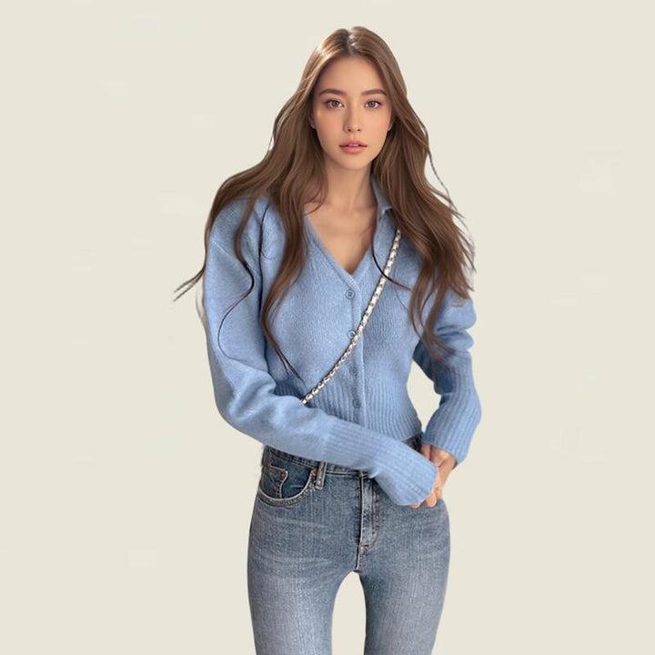 Women’s cardigan with V-neck and elastic edges Lune London