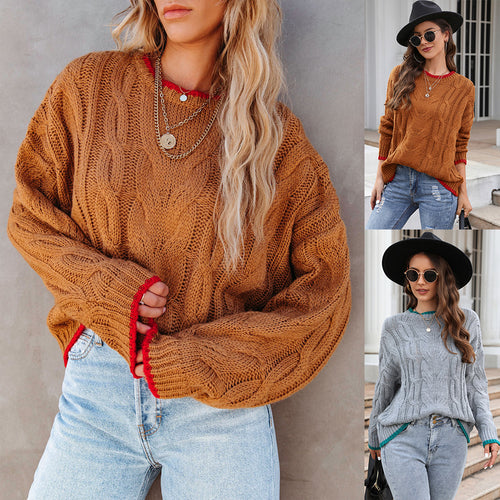Pull femme en tricot épais avec un motif en câble unique et des accents tendance Chic & Stil