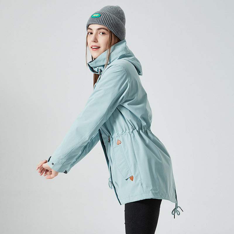 Women's waterproof transition jacket with adjustable hood system and practical pockets Lune London
