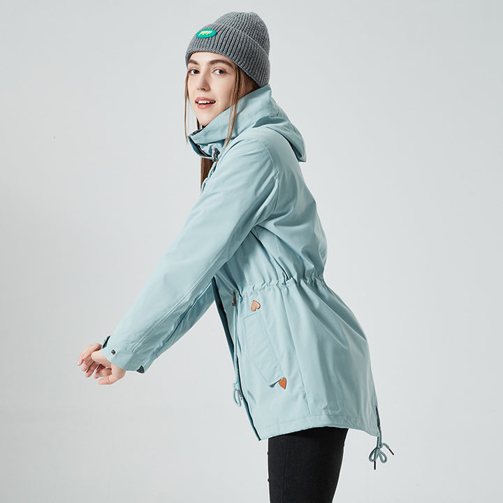 Women's waterproof transition jacket with adjustable hood system and practical pockets Lune London
