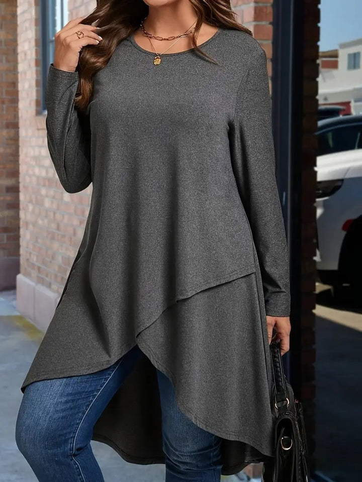 Asymmetrical long-sleeve t-shirt for women with an elegant cut Lune London