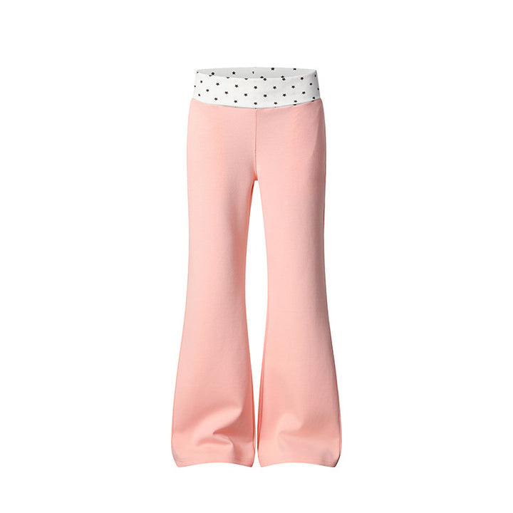 Women's Flared Lounge Pants with Cuff Waistband and Star Motif Amarae